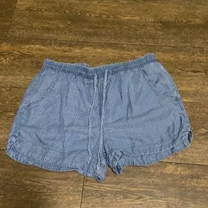 Blue striped tie shorts